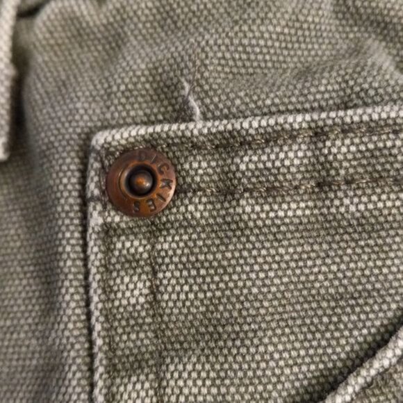 Dickies Mens Green Cotton Work Pants 44x32 With Pockets Button Fly Denim Jeans - Picture 6 of 13